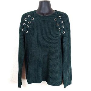 HIPPIE ROSE Womens Laced Up Shoulder Sweater